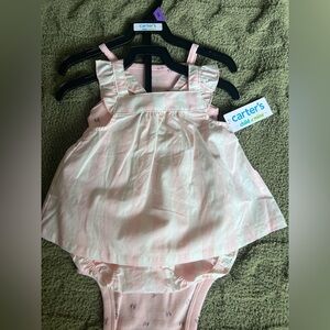 NEW, Carter's Pink and White Checkered Baby Dress